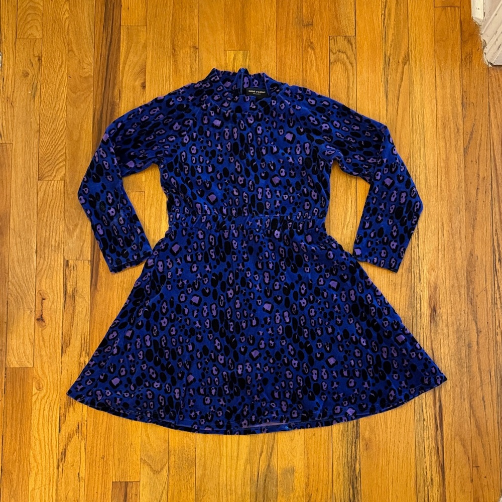 Mini Rodini Velour Blue and Purple Patterned Dress